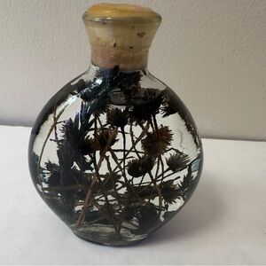 Decorative Glass Bottle with Dried Flowers